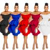 X6293 Fashion Women's Solid Color Sleeveless Ruffle Short Dress