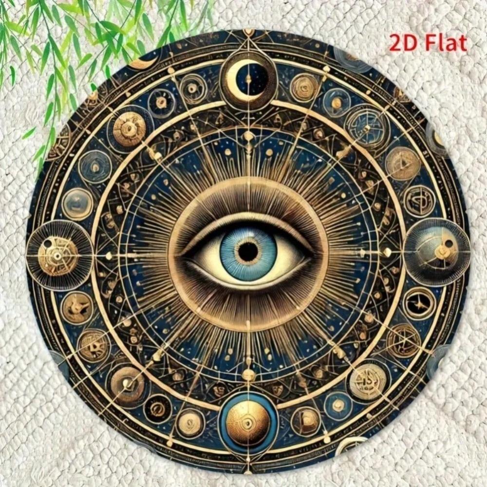 Blau-Goldener Kreisförmiger Metall-Wandkunst-Schild mit Bösem Blick für Haus, Café, Bar-Dekor, Geschenk