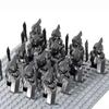 13Pcs Mini Gondor Battle Spearman Body Gurad Infantry VS Roman Solider Eomer Rohan Warriorr Figures Blocks Set Toys for Kids