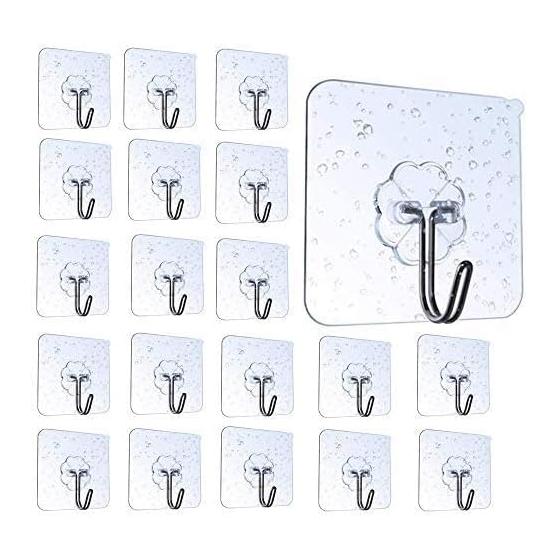 Wall Hanging Hook, Strong Adhesive, No Drilling Hook - YOKELLMUX Wall Hanging Hook, Adhesive Hook, Load Capacity 20KG, No Drilling, No Damage, No