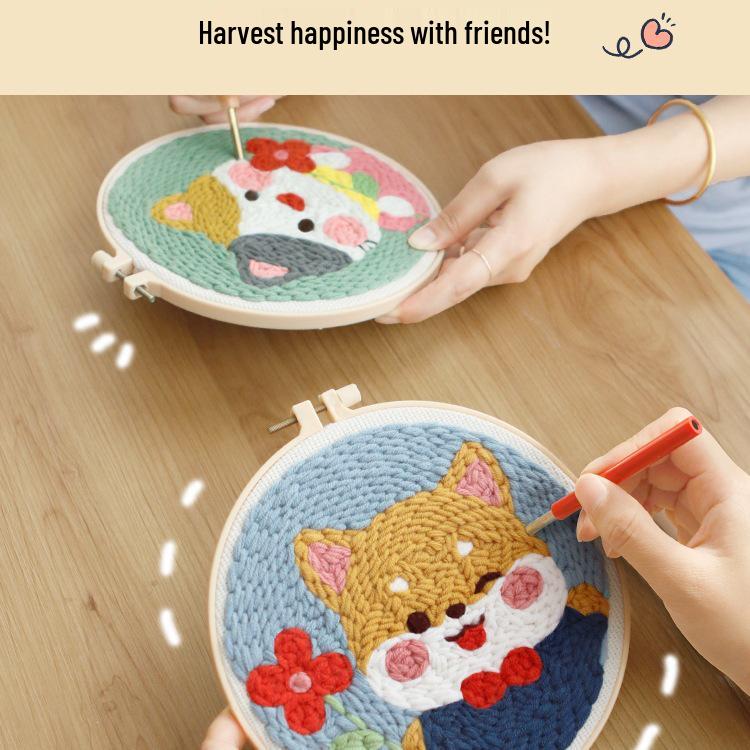 DIY Russian Punch Needle Kit: Handmade Beginner Cartoon Wool Painting