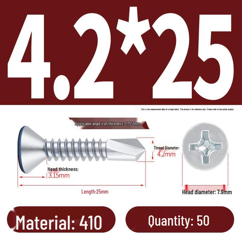 Phillips Flat Head Blue Zinc Plated Stainless Steel Self-Drilling & Self-Tapping Screws M3.9-M5.5