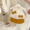 Girls Summer Fresh Princess Sleeveless Top And Shorts Set Baby Kids Casual Two Piece Outfit For Outdoor Wear