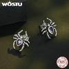 WOSTU 925 Sterling Silver Vintage Spider Stud Earrings Creative teardrop Purple Crystal Insect Ear studs women men Punk Gift New