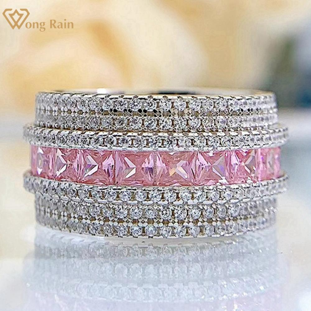 

Wong Rain модное кольцо из 100% стерлингового серебра 925 пробы AAAAA с цирконами и драгоценными камнями, ювелирные изделия, обручальное кольцо, подарки для подруги US 5 белый