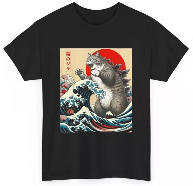 

Catzilla Cat Japanese Art Funny Cat Gifts For Men Women Kid TShirt Unisex T-Shirt XXXXL