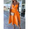 BITCED Women's Fashion Summer Spring Solid Color Print V-Neck Sleeveless Casual Dresses
