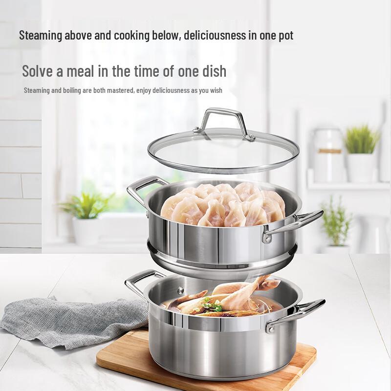 TRAMONTINA 304 Edelstahl Dampftopf Set