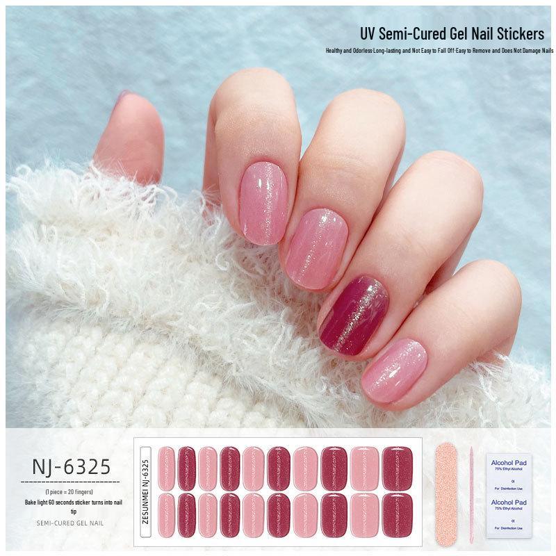 Solid Color Cat Eye UV Gel Nail Stickers: Waterproof, Long-Lasting, Light-Curing, Semi-Cured Nail Art.