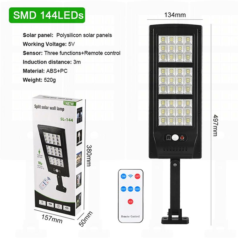 10000LM Solar Led Light Outdoor Most Powerful Outdor Solar Lamp 144 LED 3Mode Remote Control Waterproof Light Garden Street Lamp