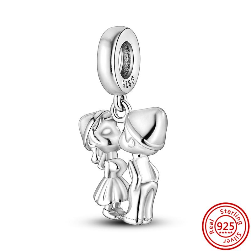 S925 Silver Shining Stars Eagle Ship Boat Anchor Mermaid Couple Sweet Pendant Beads Fit Original  Charms Bracelet Jewelry