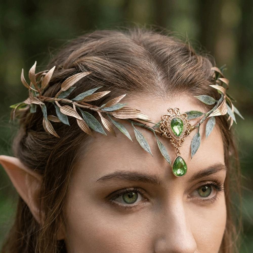 Leaf Wreath Elf Headband Simulate Tree Leaves Elven Princess Tiara Fairy Headpiece Flower Fairy