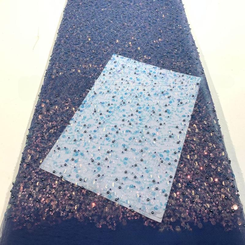 

1 Yards 3mm + 5mm Pearl Sequin Fabric Netted Beaded for DIY Stage Dresses Performance Outfits Evening Wedding 1 Yards