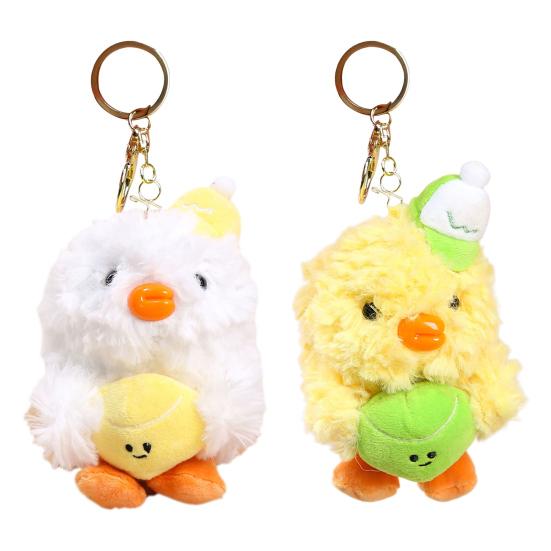 Baseball Duck Keychain Couples Plush Toy for Bags Backpacks Soft Stuffed Animal Keyring