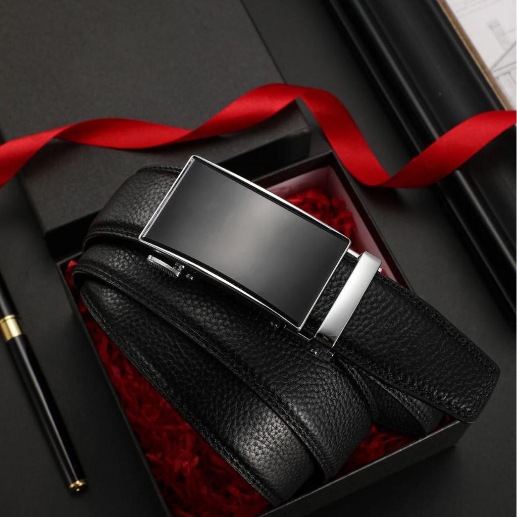 Luxury Men's Top Layer Cowhide Belt with Zinc Alloy Automatic Buckle – Perfect for Business Trousers
