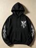 Dark Style Angel Cross Print Hoodie for Men, Double Sleeve ThornPatternDesignDrawstring Hooded Sweatshirt, Streetwear Trendy Versatile Long Sleeve Top