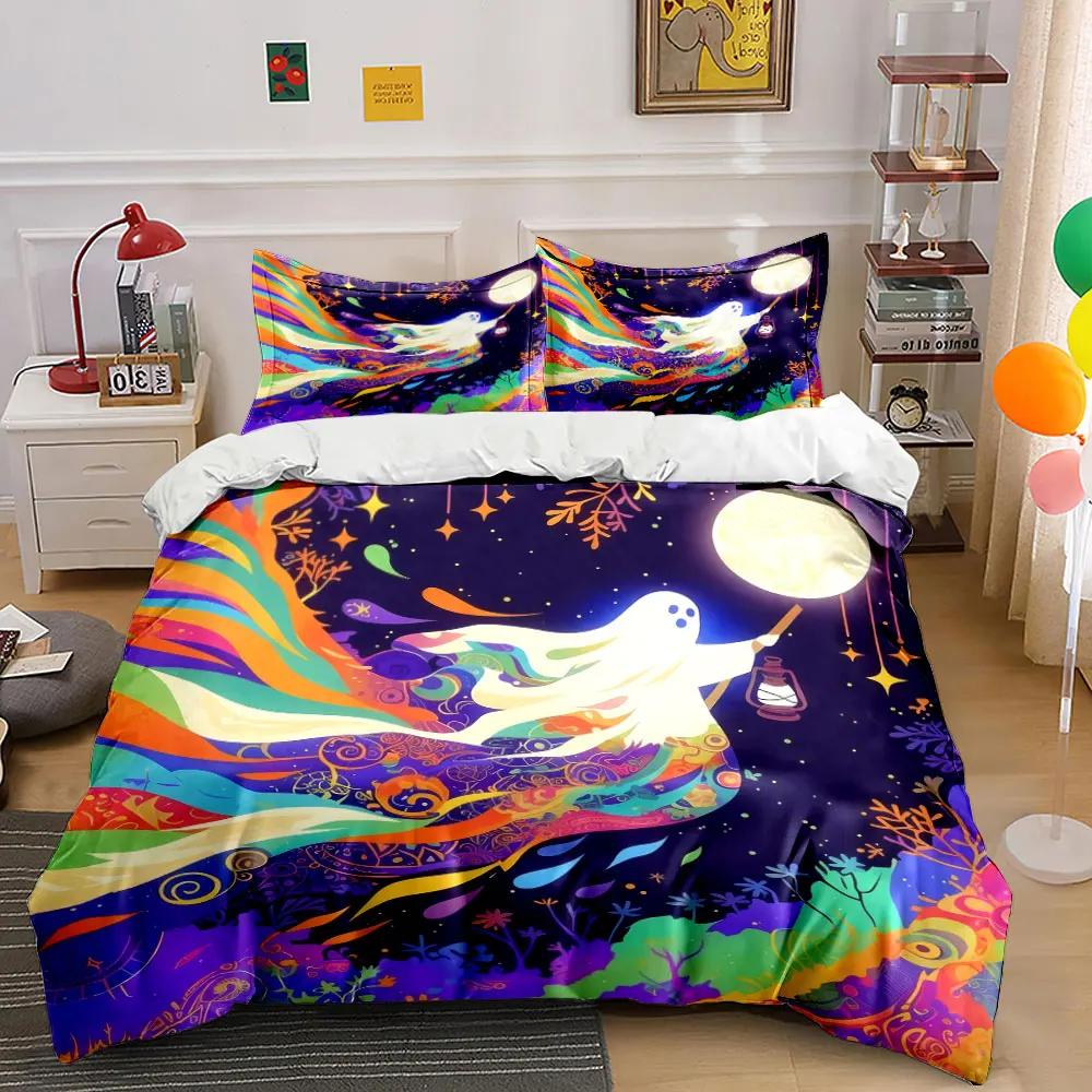 "Colorful Ghost Lantern Decor Set" Soft Comfortable Duvet Cover Bedding Set Included 1*Duvet Cover & 2*Pillowcases gift