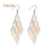 Lady Colorful Multi Layers Hollow Leaf Elegant Hook Øredobber Smykker Decor Beauty