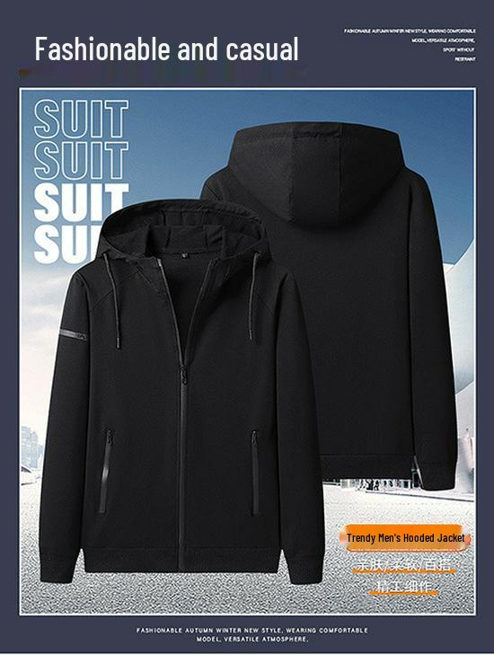Men's Plus Size Pure Cotton Hoodie Cardigan: Spring/Autumn, Casual Knit Jacket, Trendy Sportswear.