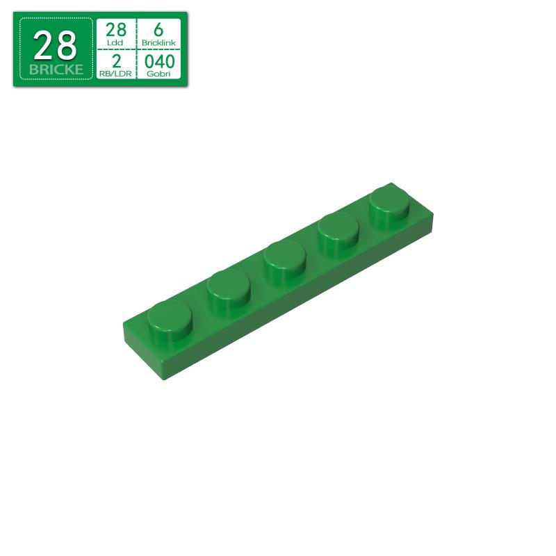 BRICKE 78329 Базовая пластина 1x5 - Совместима с аксессуарами LEGO MOC 50g (approx. 61 pieces)