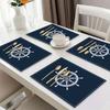 4/6/8pcs Nautical Ship Wheel Place Mats Set Of 4 Marine Style Linen Table Mats For Coastal Kitchen