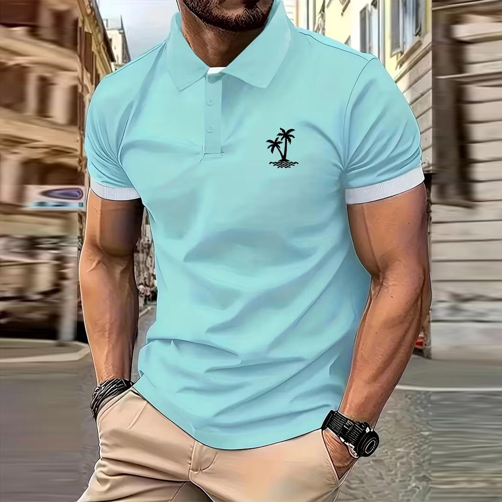

Men s Collared Multi-color Sports Short-sleeved Shirt XXXL