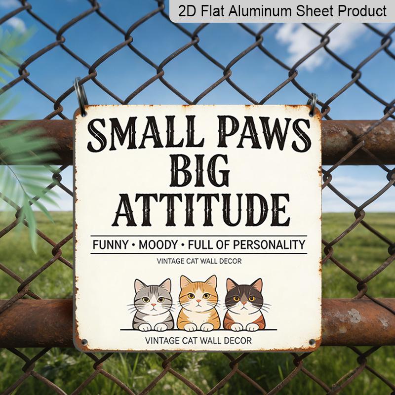 

2D Flat - 1pc Cat Attitude Theme Vintage Metal Sign | Ideal for Living Room, Bedroom, Study, Balcony, Reading Nook, and Reception Room Decoration 20*20cm