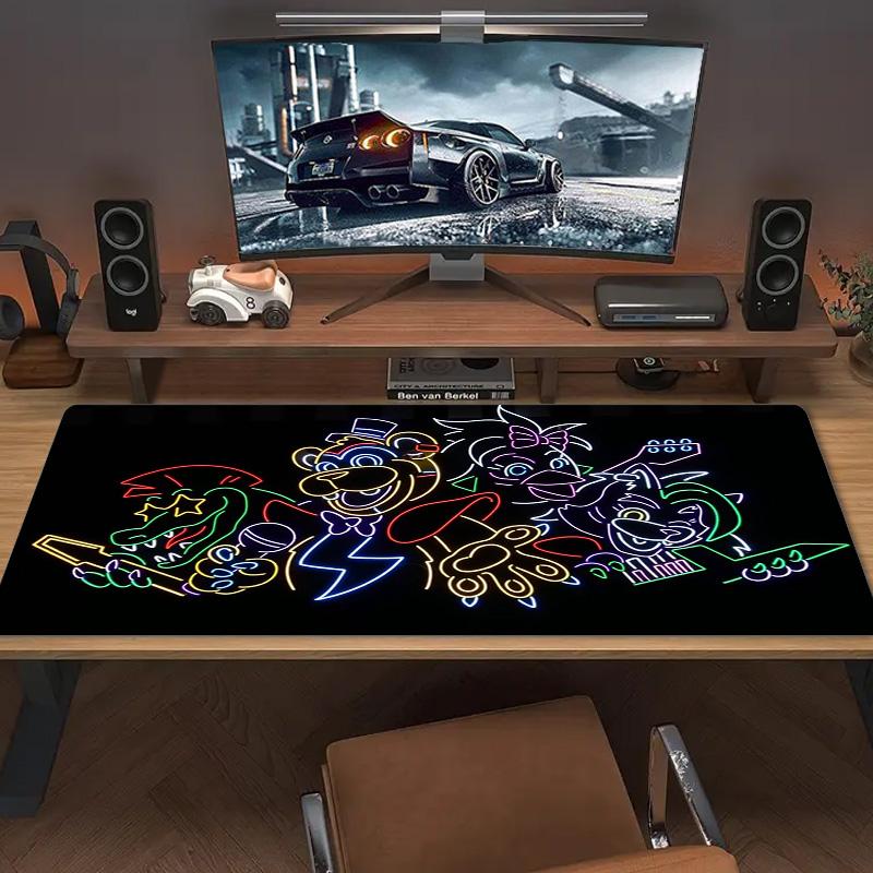 FNAF Farb-Mauspad Großes Gaming-Tischkissen Rutschfestes Laptop-Tablet Großes Mauspads XXL Matte Mini-PC Spielmatte Mit Verriegeltem Rand