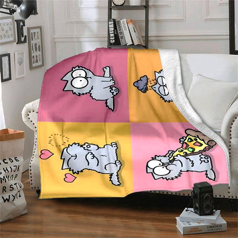 Simon's Cat Flannel Blanket Soft Warm All-Season Throw, Design for Camping, Car Travel, Hiking Sofa, Bed, Office Perfect Gift for Parties