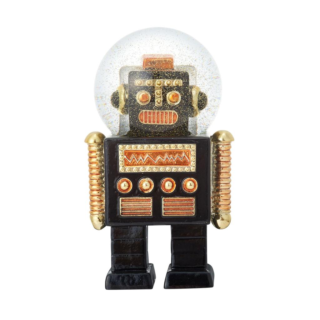Francfranc Robot Snow Globe, Medium, Black, Christmas Object, Gift Packaging Included, 2025 Model