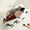 Trendy Large Capacity Corduroy Makeup Bag Travel Printed Toiletry Organizer Bag Makeup Brush Skincare Storage Bag for Women