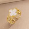 Fashion Ring Senior Sense of Light Luxury Four-leaf Clover Zirconia Ring Female Retro Opening Adjustable Ring