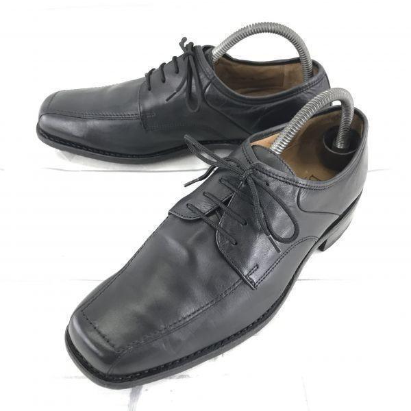 

90s Vintage Italy BORELLI Goodyear Swirl Moccasin 40 25 Black Dress Shoes Business