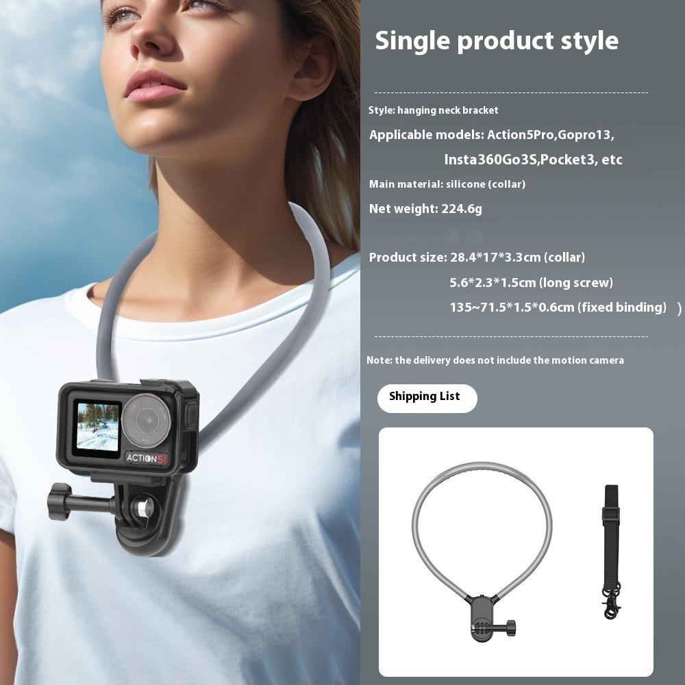 FLYMILE For DJI Osmo Action 5 Pro/Pocket 3/Insta360 GO 3S/GoPro Hero 13 POV Shooting Neck Mount Holder Bracket