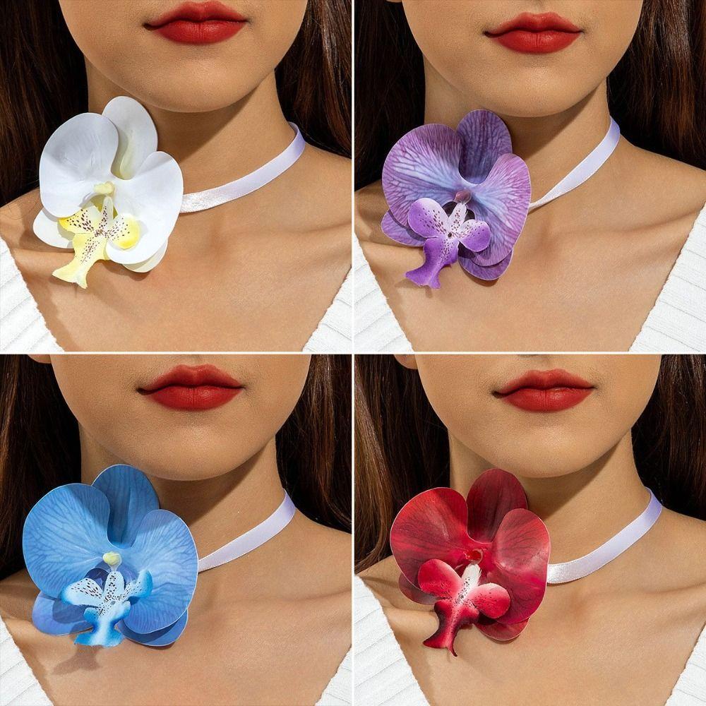 Charm Phalaenopsis Collarbone Chain High-end Flower Choker Exquisite Flower Necklace for Gifts