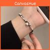 Silver Unique Geometric Square Leather Bracelet For Men And Women Summer 2024