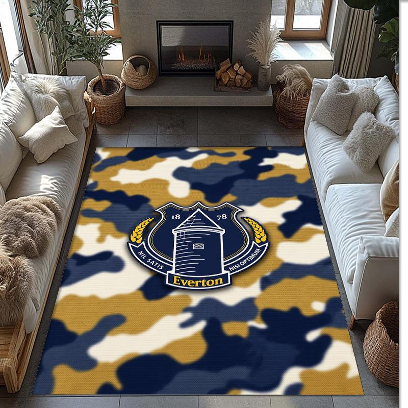 Tappeto in Velluto di Cristallo con Stampa Calcio Everton, Comodo Assorbente d'Acqua Antiscivolo Tappeto per Pavimenti Interni