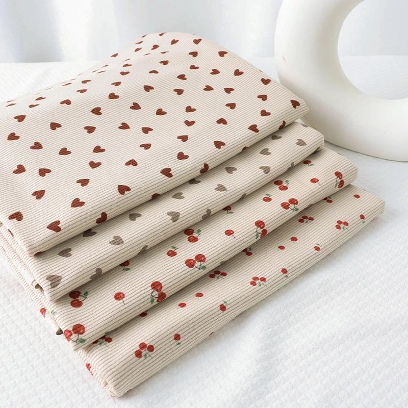 Corduroy Fabric Printed Stripe For Sewing Garment Shirts Romper Dress Jackets Sofa Throw Pillow DIY Clothes Cloth 0.5/1/2 Yard