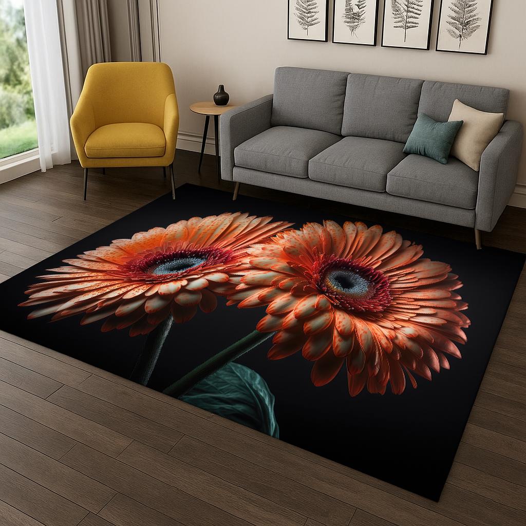 Daisy Sunflower Flower Pattern Carpet Rug for Home Bedroom Living Room Sofa Doormat Kitchen Decor,Kid Game Non-slip Area Rug Mat