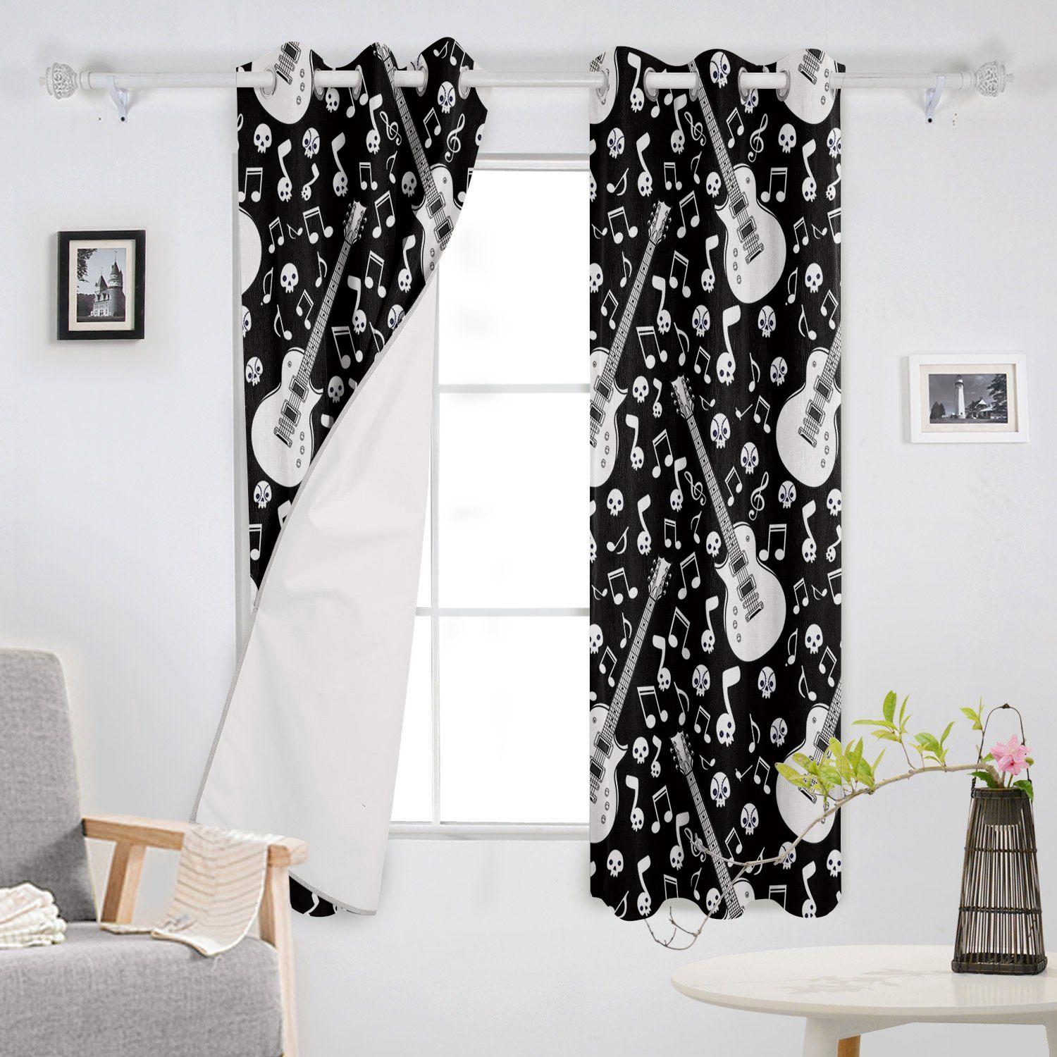 Череп Музыкальная нота Гитара Спальня Кухня Шторы Гостиная Украшения Элементы — фото 3