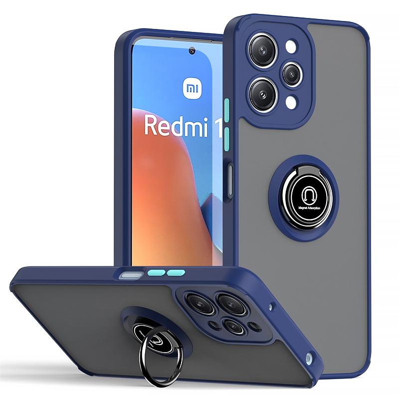 Matte Armor Hard PC Case For Xiaomi Redmi 12 4G 5G Car Magnetic Holder Ring Kickstand Phone Cover for Redmi12 Shockproof Funda