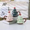 Christmas Tree Coffee Mug with Star Lid, 340ml Festive Holiday Cup for Hot Themed Beverage Drinkware Cocoa And Milk, Retro Curved Handle Microwave