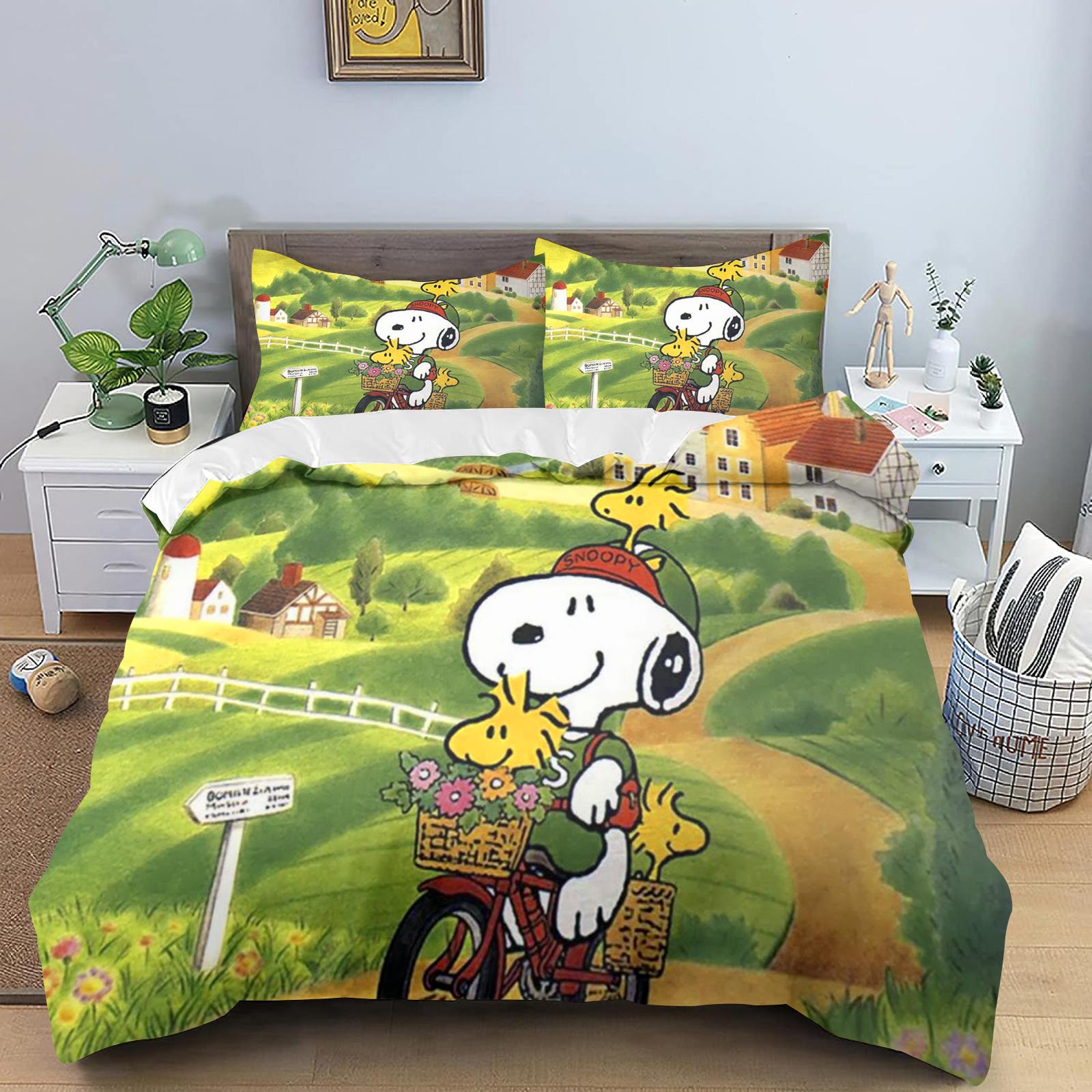 

Snoopy Quilt Cover For Teen Kids Bedroom, Skin-Friendly, Breathable, Cute Printed Comforter, Warmth Bedding, Cartoon, New Design 140x210cm