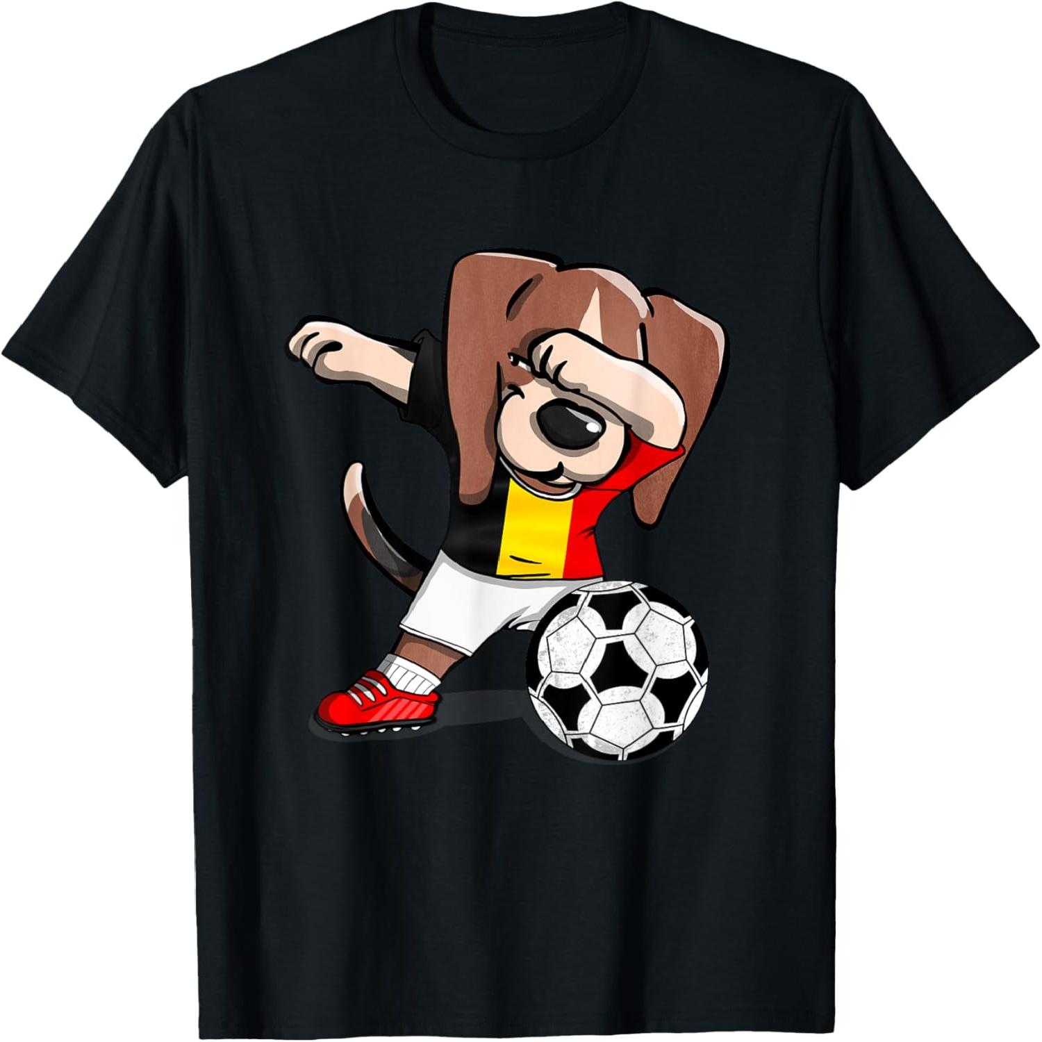 Dabbing Beagle Belgium Soccer Fans Jersey Belgian Football T-Shirt S