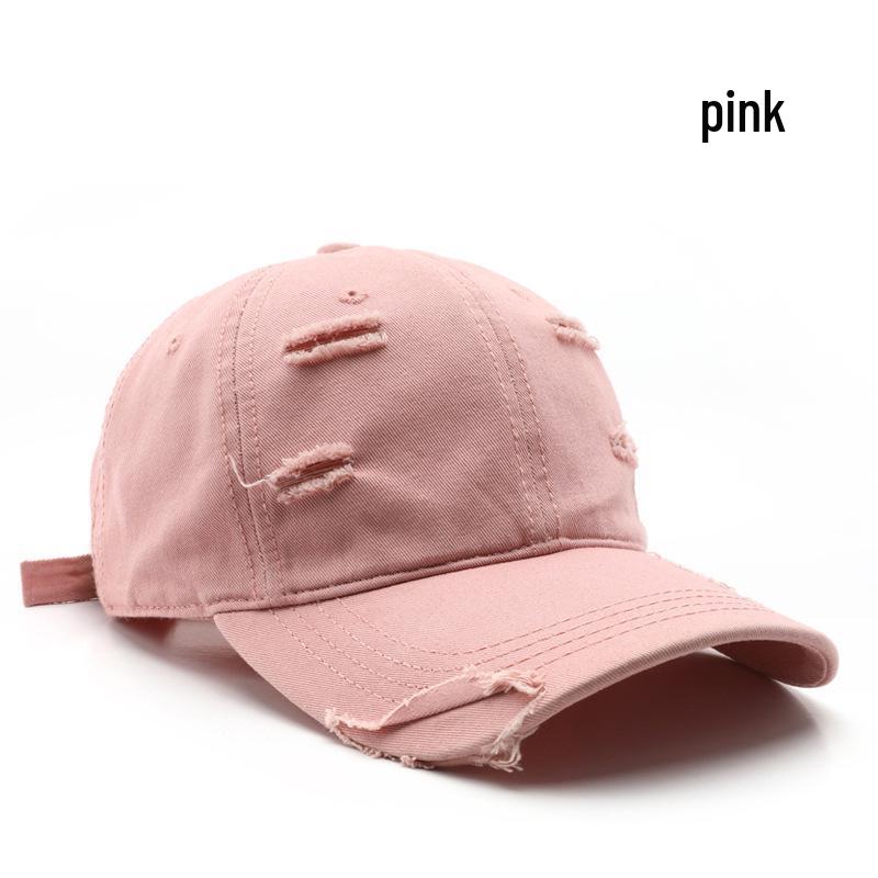 Unisex Trendy Ripped Baseball Cap: Solid Color, Washed, Sunscreen Sun Visor