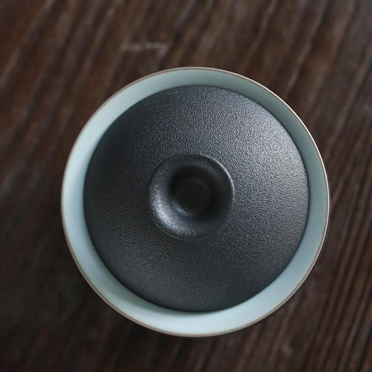 150ml Ceramic Lid Bowl Black Clay Tea Bowl Creative Handheld Lid Bowl