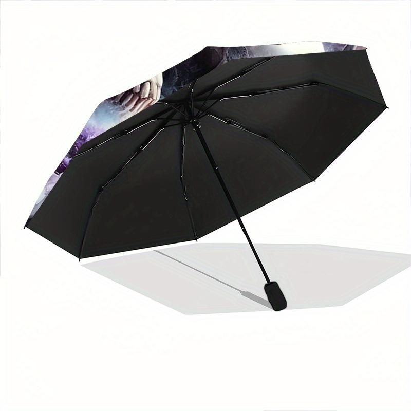 1pc Skulls Angels and Roses Fully Automatic Folding Portable Umbrella, 8 Iron Frames, Three-Fold Design, Suitable for All Seasons, Suitable for O
