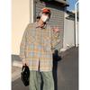 2024 Plaid Long Sleeve Shirt Japanese Hong Kong Style Ins Loose Shirt Boys Summer Trendy Versatile Casual Coat