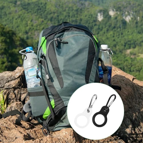 Set of 2 Portable Silicone Water Bottle Holders with Carabiners for Outdoor Activities, Camping, Hydration, Bottle Hooks, Straps, Backpacks, Belts, Mo
