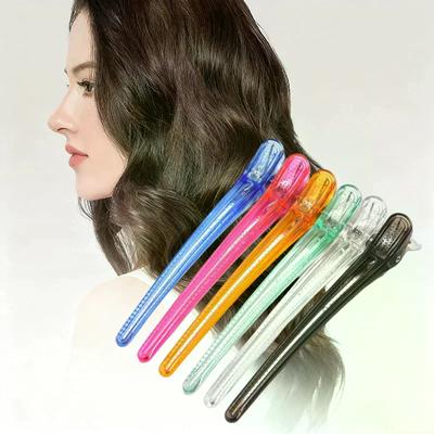 6Pcs Plastic Edge Clip Hairpin Accessories Colorful Duck Beak Clip Crystal Clip Long Hairpin Hair Styling Tools Barber Shop